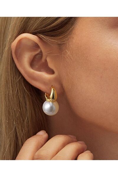 AychaAksesuar Çelik Vip kararmaz küçük incili zarif küpe