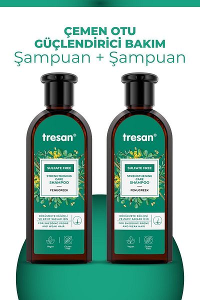 Tresan 300 ml x2 Pieces Fenugreek Strengthening Sulfate-Free Care Shampoo