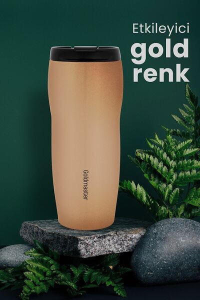 GOLDMASTER Flex Gold 4 Saat Sıcak Tutma 6 Saat Soğuk Tutma Özellikli Sızdırmaz Kapaklı Paslanmaz Çelik Termos