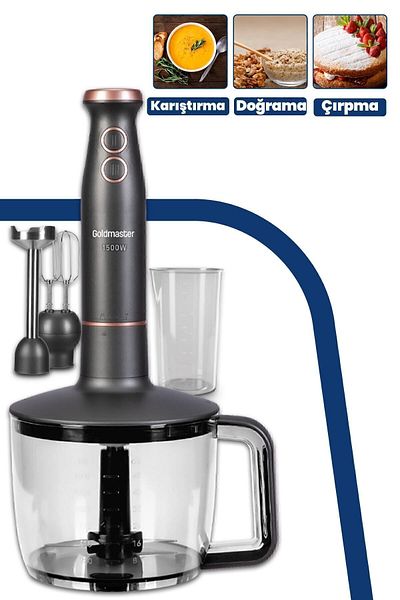 GOLDMASTER Bestmax Anthracite Large Chamber 1500w Stainless Steel 3in1 Multi Blender Set