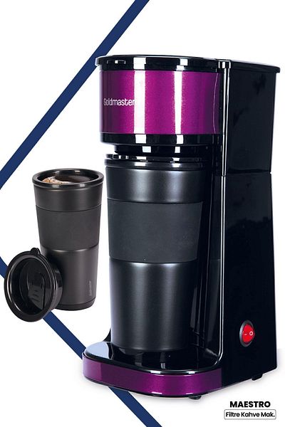 GOLDMASTER Maestro Personal Filter Coffee Machine with Washable Filter and Thermos Cup that Brews in 4 Minutes