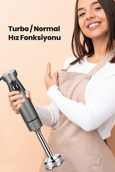 GOLDMASTER Maximix Anthracite 1000 Watt 4 Blades Stainless Steel Turbo Speed Adjustable Hand Blender