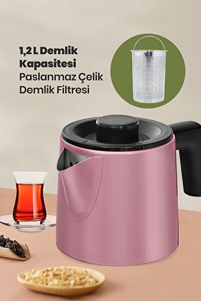 GOLDMASTER Sipping Pearl Pink Stainless Steel 2200 Watt Steel Tea Maker And Kettle