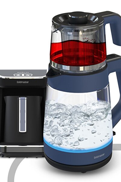 GOLDMASTER Ege Mavisi Profesyonel Elektrikli Mutfak Çeyiz Seti 2 Li Evlilik P...