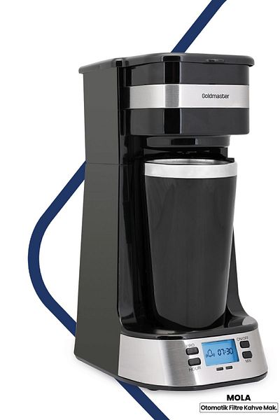 GOLDMASTER Mola Digital Timer Automatic Filter Coffee Machine with Steel Thermos and Leak-Proof Cup