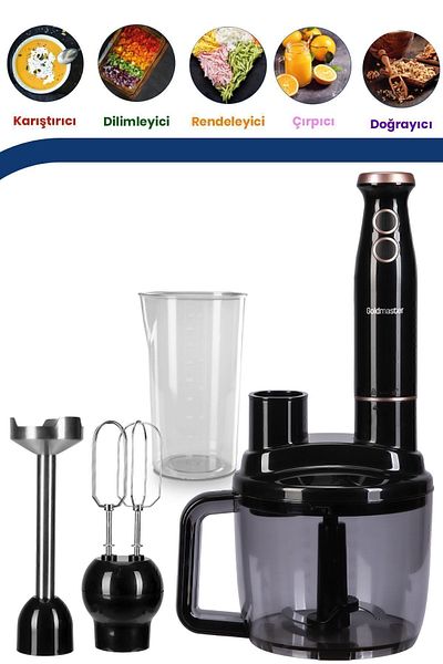 GOLDMASTER بيستروبوت 1500 وات 5 في 1 مجموعة خلاطات متعددة لمحضرة الطعام