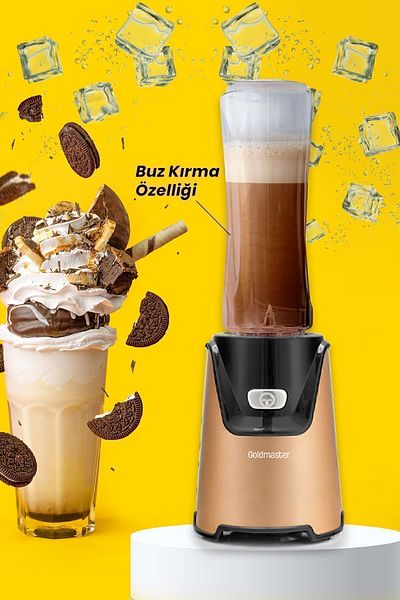 GOLDMASTER LifemixInoxGold Ice Breaking 2 PiecesBpaFreeTritanPersonalPersonalSmoothie Blender