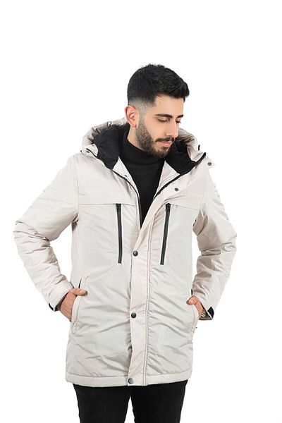 Montland Pánská zimní bunda, kabát a parka s kapucí a kapucí s kamennou podšívkou