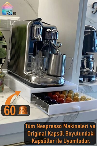 color house حامل كبسولات القهوة بسعة 60 قطعة منظم حامل كبسولات (أبيض)