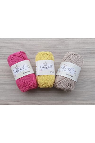 TıkTık AL Hobby Clb 3lü %100 Pamuk Punch (panç) Ve Amigurumi Ipi Seti (pembe-...