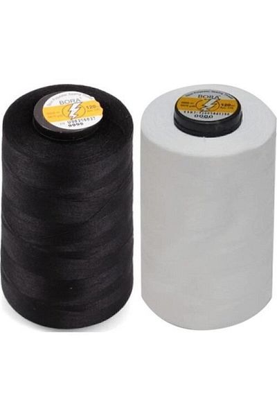 Bora 5000 Meter Bobbin Sewing Thread (1 Piece White - 1 Piece Black)