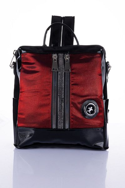 Getcho Rucsac de damă Julice din piele lacuită Bordeaux – buzunar dublu lucios, ieșire pentru căști, potrivit pentru utilizare zilnică