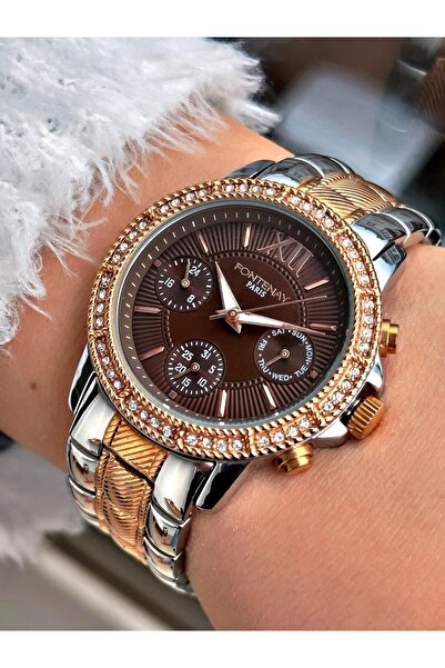 Fontenay Rose Ve Metal Renk Fonksiyonlar Aktif Çelik Kadın Kol Saati Fn-4015.2vkv