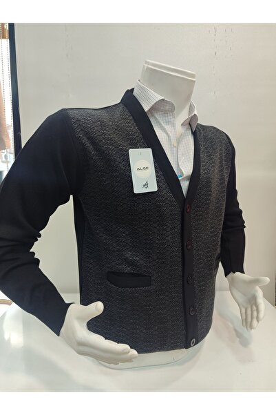 ALGE Men's Knitwear Cardigan - Casual, Steel Knit, Pockets and Buttons