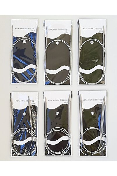 TıkTık AL Misinalı Çelik Telli Örgü Şiş Seti 6 Adet ( 3-4-5-6-7-8) Numara