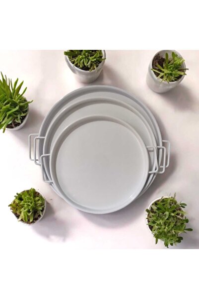 EceAksesuar مجموعة صينية بمقبض معدني، صينية شاي، صينية قهوة، مجموعة صينية الإ...