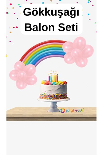 jollyheads Gökkuşağı Balon Seti (Pembe Bulutlu) - parti doğumgünü organizasyo...