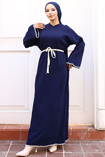 benguen Πλεκτό φόρεμα με κέντημα Navy Blue - 11040-17