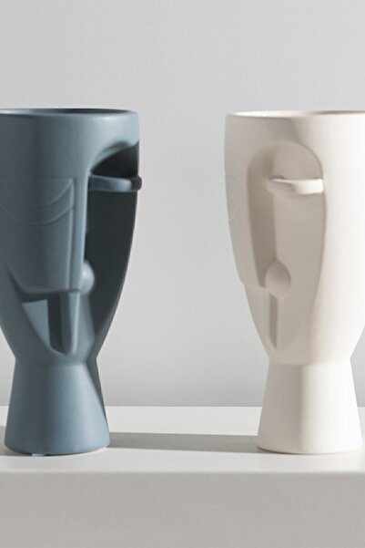 Arma House Nordic Lüx Modern Art - Vază și figurină cu față albastră (9)