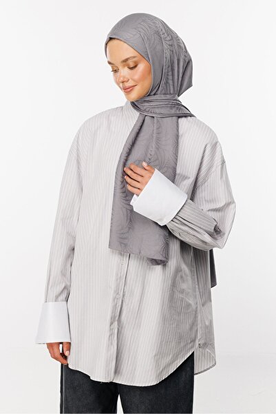 Mooncorn Artemis Patterned Gray Silky Jacquard Shawl