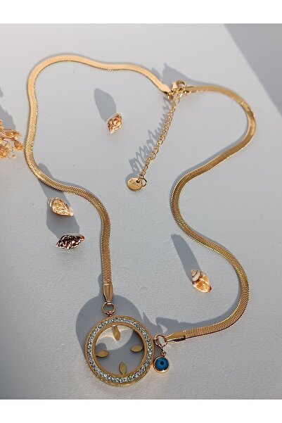 RUBYTAKI 316L PASLANMAZ ÇELİK İTALYAN ZİNCİR TAŞLI BOŞÇERÇEVE ÇEYREK ALTIN TA...