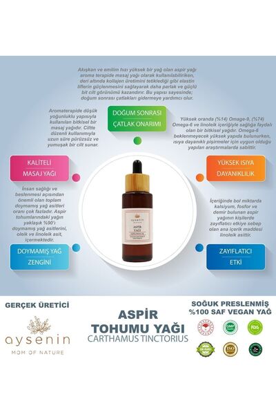 aysenin Aspir Tohumu Yağı / Safflower Seed Oil 50ml.