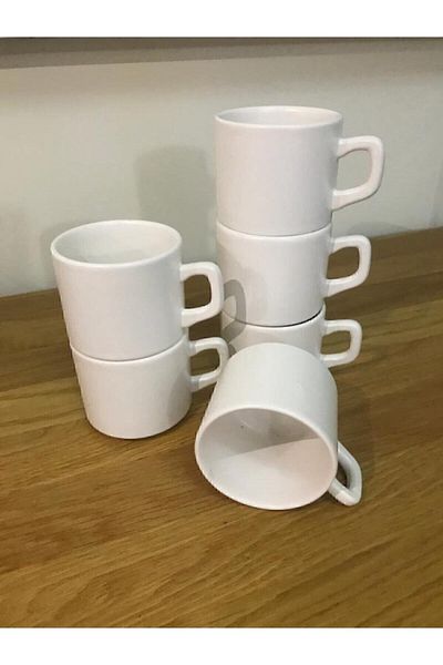 Keramika 8 Cm Stackable Teacup 6 Pieces White