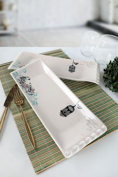 Keramika Retro Boat Plate 33 Cm 2 Pieces
