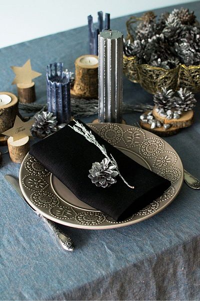 Arma House 8-Piece Black Organic Fabric Serving Napkin