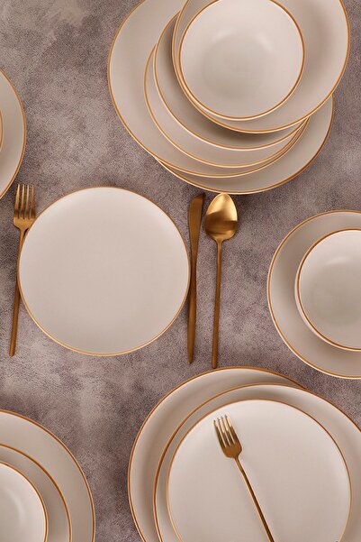 Keramika Alfa 24 Parça 6 Kişilik Yemek Takımı Mat Beyaz