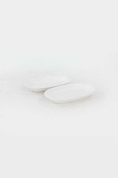 Keramika Matte White Hittite Boat Plate 19 Cm 2 Pieces