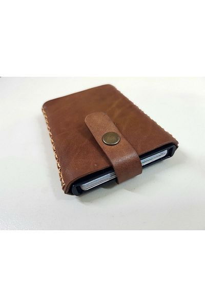 aysefe Metal Credit Card Holder - Minimalist with Automatic Mechanism, Rfid Protection, Leather Case