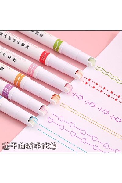 Yağmurella Patterned Cylinder 6 Shape Drawing Pen Set of 6