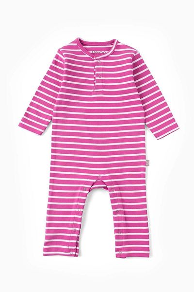 Boumini Baby Long Sleeve Snap Jumpsuit Striped Fuchsia