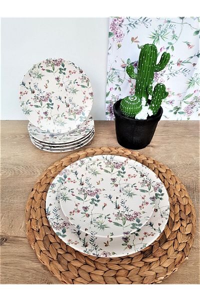 Keramika Flowers Matte White Treats Breakfast Set 7 Pieces for 6 Persons