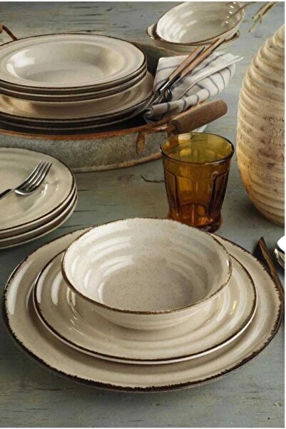 Kütahya Porselen New Tuvana 18 Parça 6 Kişilik Yemek Seti Tarçın