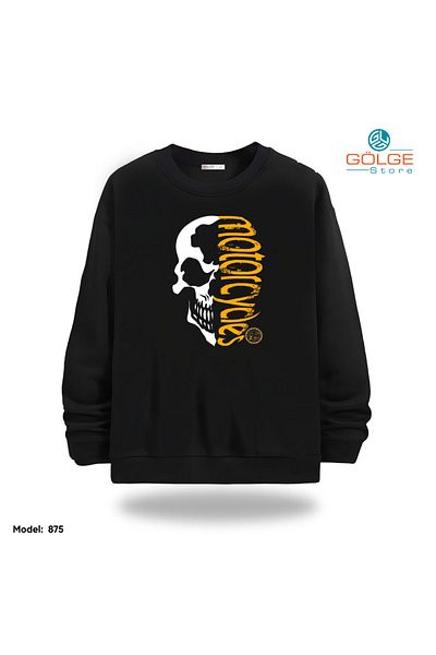 Gölge Store Motorcycles Chest Printed Slimfit Crew Neck 2 Thread Unisex Sweatshirt