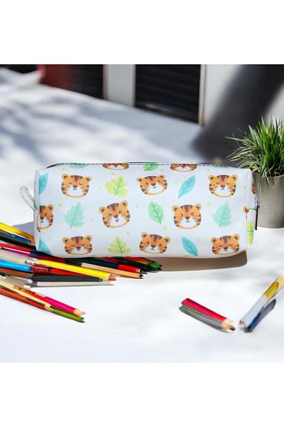 Nostaljik Lezzetler Sweet Tiger Patterned Pen Holder - School and Makeup Bag