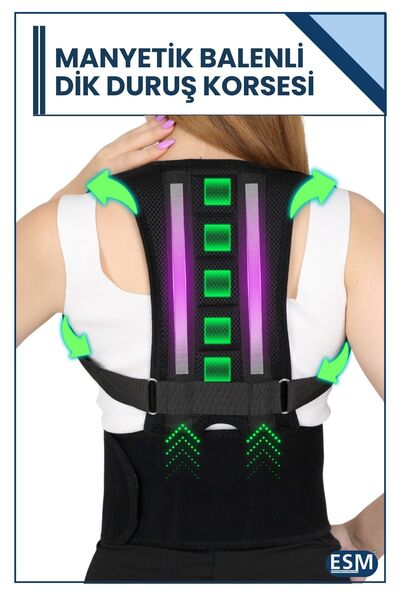 ESM مشد طبي مغناطيسي مغناطيسي للوضعية المستقيمة للنساء والرجال، جهاز ضبط الكت...