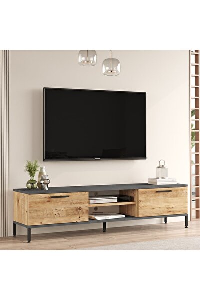 Yurudesign Royal 2 Kapaklı Metal Ayaklı Çam Tv Ünitesi Rl1-aa