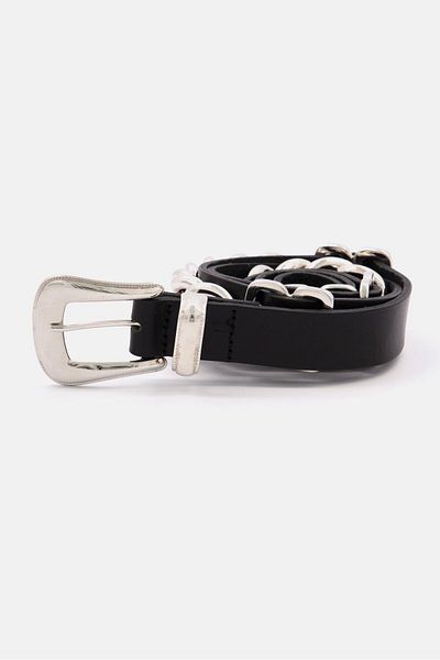 The Kooples Women Chain Leather Buckle Belt, Black