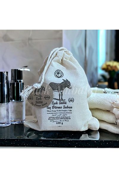 KALE NATUREL SABUN 120 جرام صابون حمار وشم حجري مع حقيبة حليب - قطعة واحدة