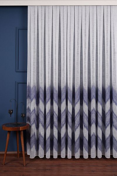 Perdelit Glitter Zik Zak Patterned Linen Tulle Curtain (1/2.5 Normal Pleat)