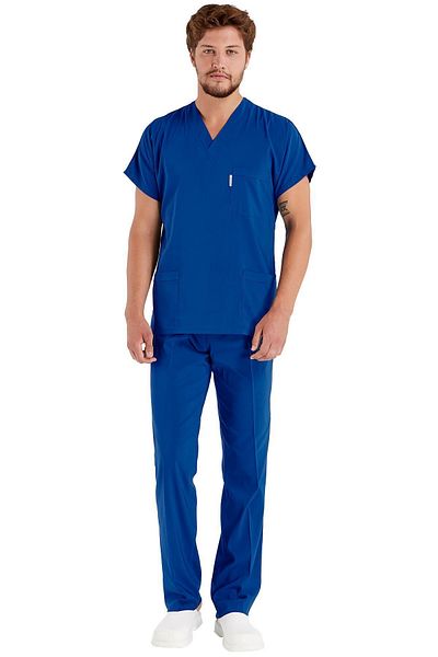 Alsancak Üniforma Tricou pentru bărbați Saks Blue Lycra cu țesătură subțire Tricou pentru medic asistentă Costum chirurgical cu mânecă liliac