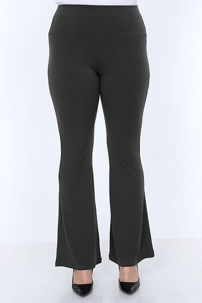 Palena Plna8302 - Sandy Long Flare Leg Khaki Trousers