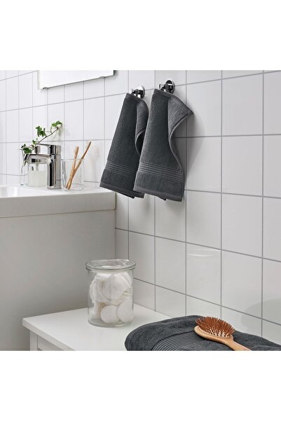 IKEA 3 Adet El Havlusu 30x30cm Küçük Boy Koyu Gri %100 Pamuk
