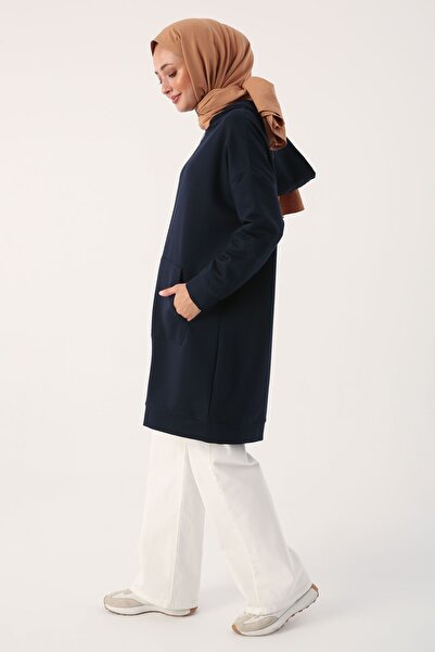 ALLDAY Navy Blue Hooded Zippered Sweat Cardigan