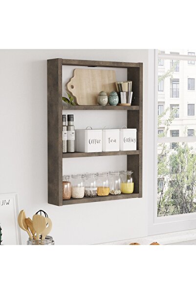 Yurudesign Pera 3'lü Duvar Rafı Mutfak Banyo Rafı Bronz Pr1-pb
