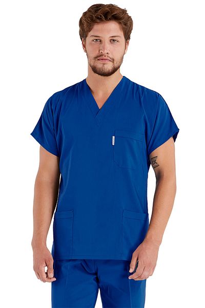 Alsancak Üniforma Tricou pentru bărbați Saks Blue Lycra cu țesătură subțire Tricou pentru medic asistentă Costum chirurgical cu mânecă liliac