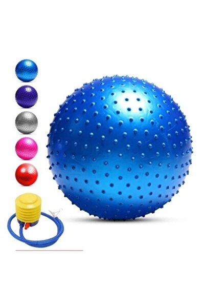 Zepca Akupunktur Özellikli Dikenli 65 Cm Mavi Pilates Topu Fitilli Pompa Hedi...
